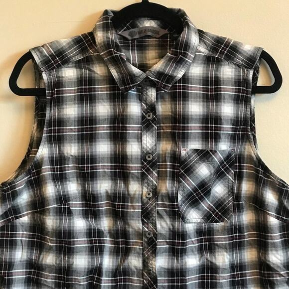 Harley Davidson M cotton plaid vest motorcycle - Picture 6 of 7